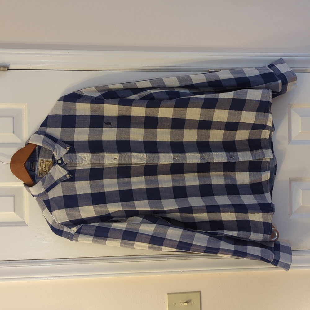 Polo Ralph Lauren Navy and White Plaid Shirt